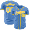 Custom Powder Blue Yellow-White Authentic Baseball Jersey