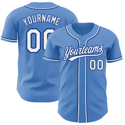 Custom Powder Blue White-Royal Authentic Baseball Jersey