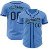 Custom Powder Blue Navy Gray-Teal Authentic Baseball Jersey