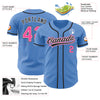 Custom Powder Blue Pink-Black Authentic Baseball Jersey