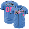 Custom Powder Blue Pink-Black Authentic Baseball Jersey