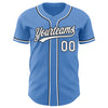 Custom Powder Blue White-Black Authentic Baseball Jersey