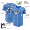 Custom Powder Blue White-Black Authentic Baseball Jersey