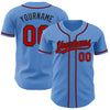 Custom Powder Blue Red-Black Authentic Baseball Jersey