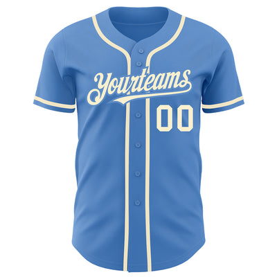 Custom Powder Blue Cream Authentic Baseball Jersey