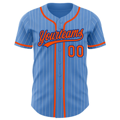 Custom Powder Blue White Pinstripe Orange-Royal Authentic Baseball Jersey