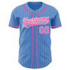 Custom Powder Blue White Pinstripe Pink Authentic Baseball Jersey