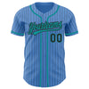 Custom Powder Blue Black Pinstripe Teal Authentic Baseball Jersey