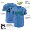 Custom Powder Blue Black Pinstripe Teal Authentic Baseball Jersey