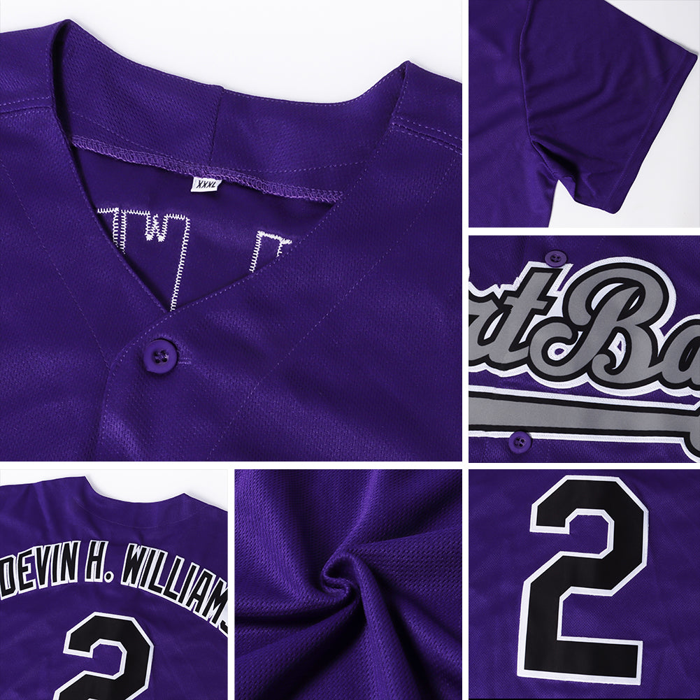 Custom Purple White-Gray Authentic Baseball Jersey