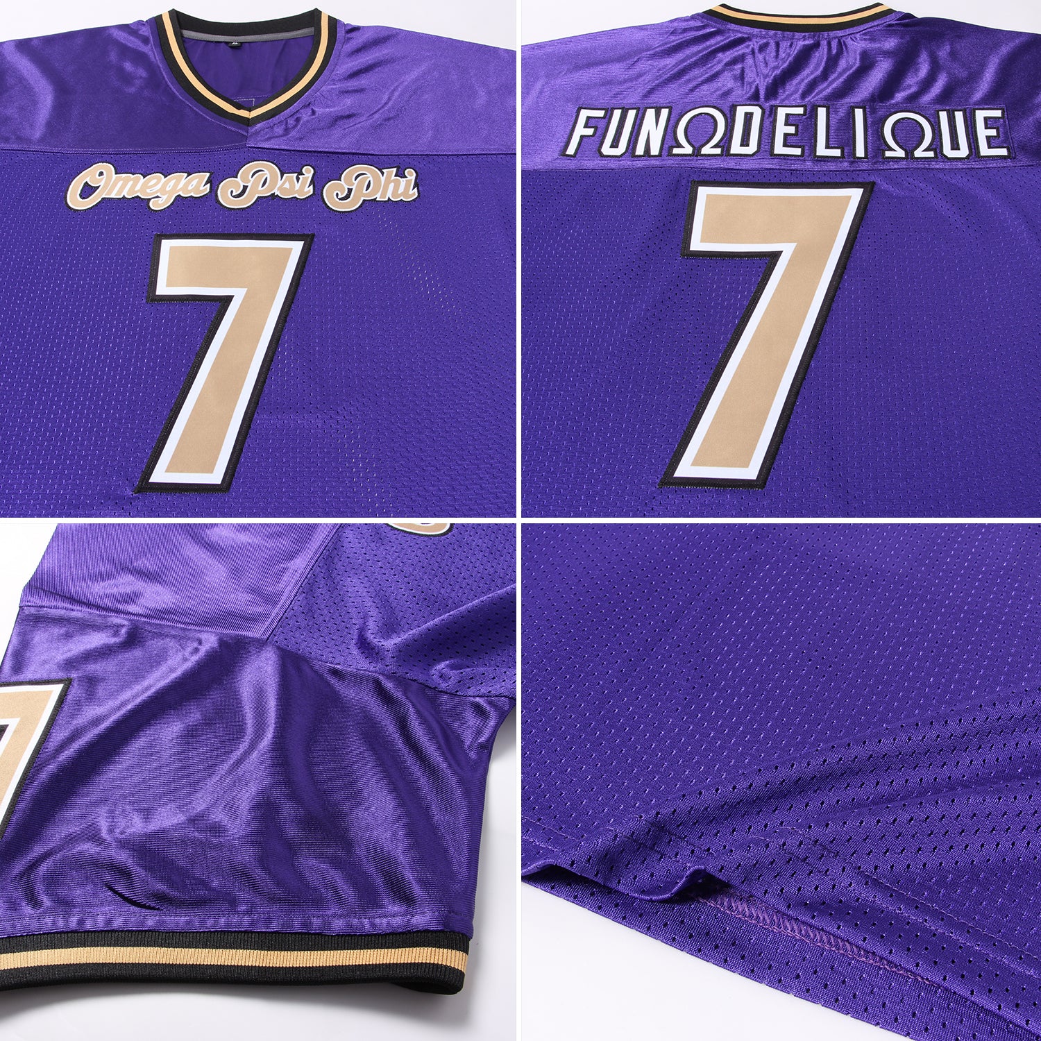 Custom Purple Old Gold-Black Mesh Authentic Throwback Football Jersey