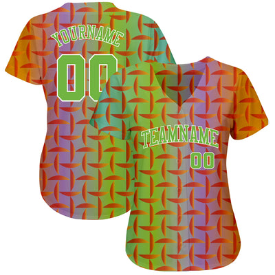 Custom Purple Neon Green-White 3D Pattern Design Authentic Baseball Jersey