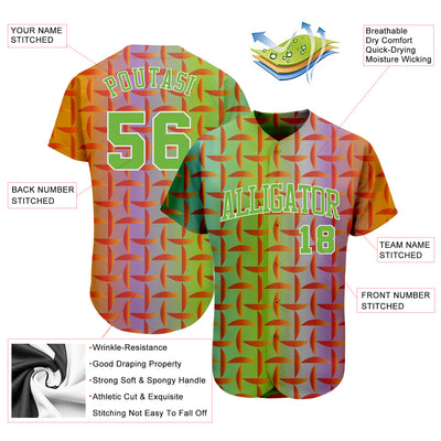 Custom Purple Neon Green-White 3D Pattern Design Authentic Baseball Jersey