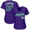 Custom Purple White Pinstripe Kelly Green-White Authentic Baseball Jersey