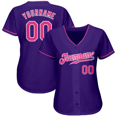 Custom Purple Pink-White Authentic Baseball Jersey