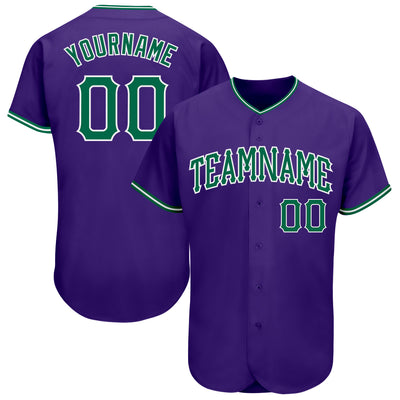 Custom Purple Kelly Green-White Authentic Baseball Jersey