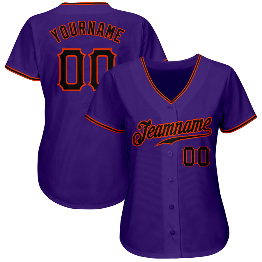 Custom Purple Black-Orange Authentic Baseball Jersey