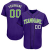 Custom Purple Neon Green White-Black Authentic Baseball Jersey