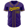 Custom Purple Black-Gold Authentic Baseball Jersey