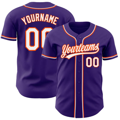 Custom Purple White-Orange Authentic Baseball Jersey