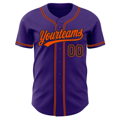 Custom Purple Black-Orange Authentic Baseball Jersey