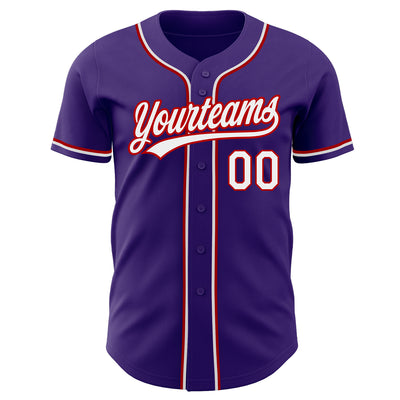 Custom Purple White-Red Authentic Baseball Jersey