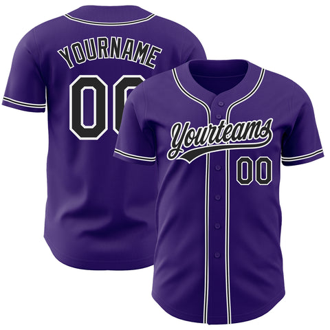 Custom Purple Baseball Jersey Black-White Authentic - FansIdea