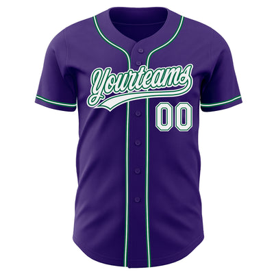 Custom Purple White-Kelly Green Authentic Baseball Jersey