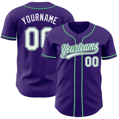 Custom Purple White-Kelly Green Authentic Baseball Jersey