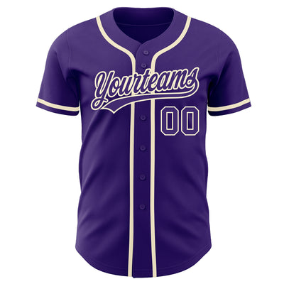 Custom Purple Purple-Cream Authentic Baseball Jersey