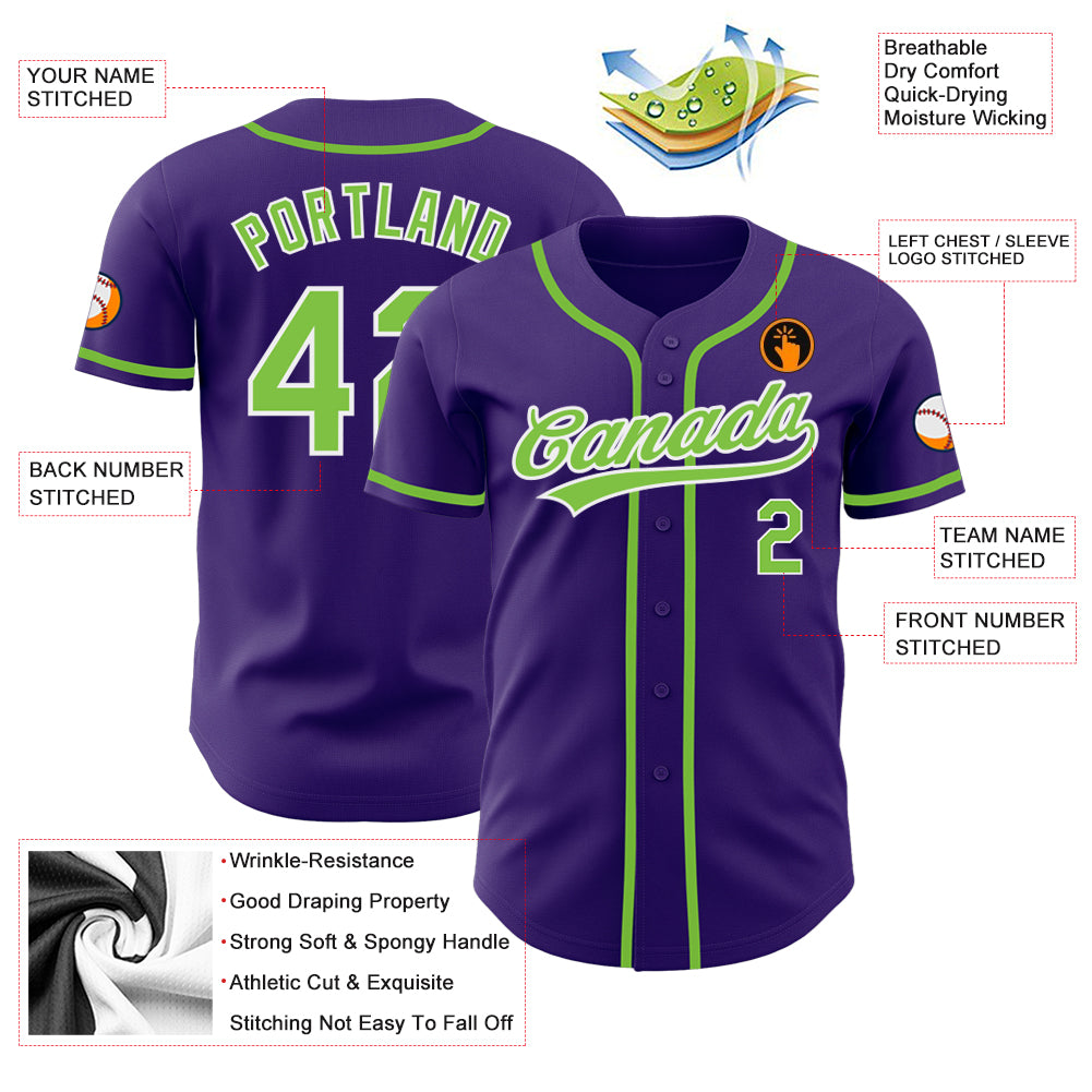 Custom White Neon Green-Black Authentic Two Tone Baseball Jersey