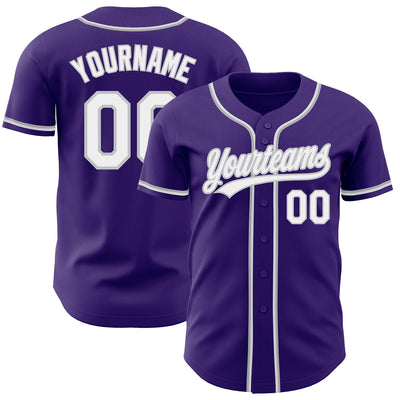 Custom Purple White-Gray Authentic Baseball Jersey