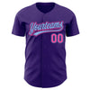 Custom Purple Pink-Light Blue Authentic Baseball Jersey