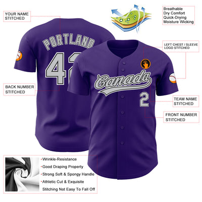 Custom Team Black Baseball Purple Authentic Gray Jersey Discount - FansIdea