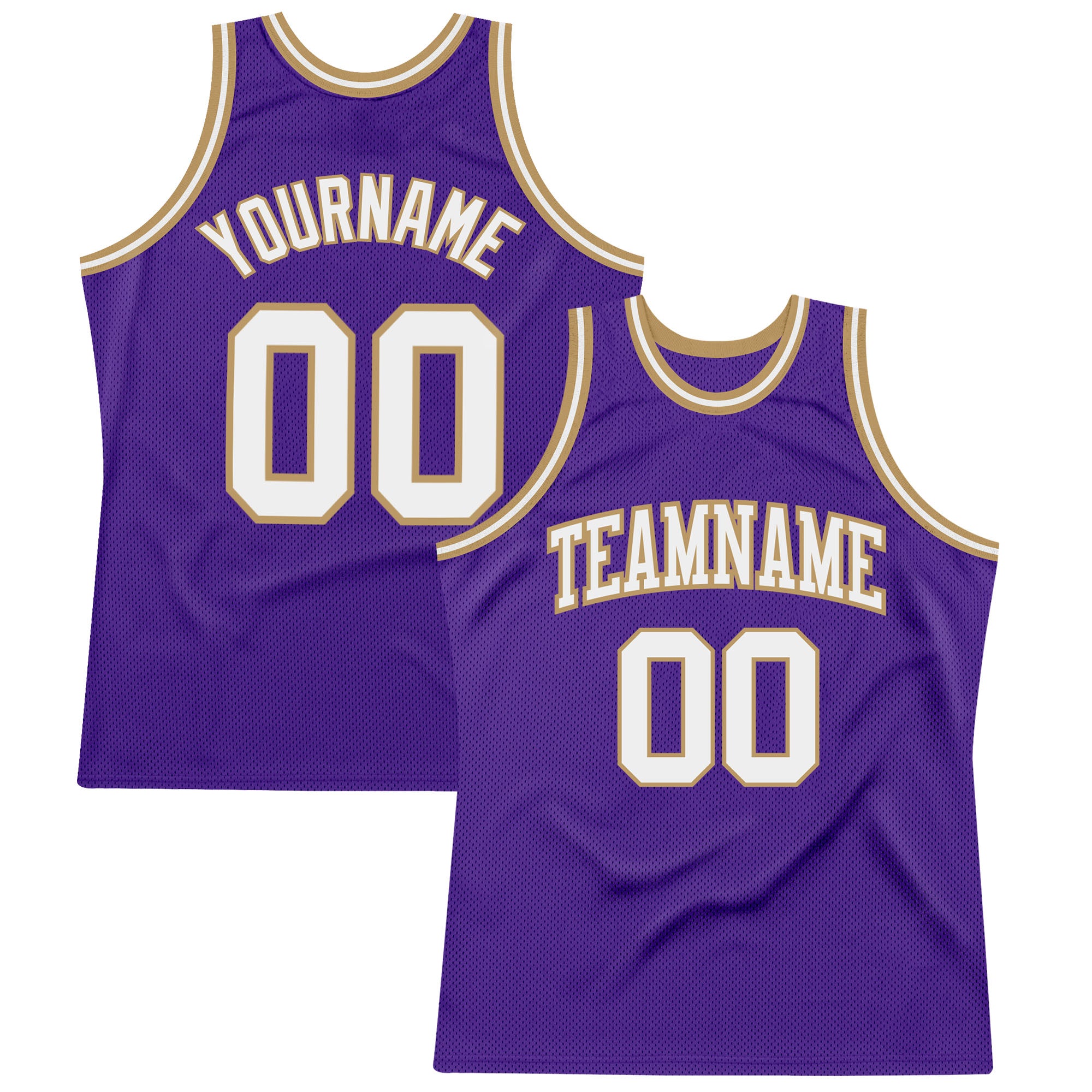 FANSIDEA Custom White Purple-Gold Authentic Split Fashion Basketball Jersey Men's Size:3XL