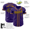 Custom Purple Black Pinstripe Black-Gold Authentic Baseball Jersey