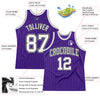 Custom Purple Black Pinstripe White-Gray Authentic Basketball Jersey