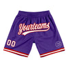 Custom Purple White-Red Authentic Throwback Basketball Shorts