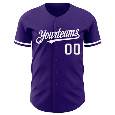 Custom Purple White Authentic Baseball Jersey