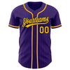 Custom Purple Black Pinstripe Gold Authentic Baseball Jersey