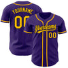 Custom Purple Black Pinstripe Gold Authentic Baseball Jersey