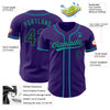 Custom Purple Black Pinstripe Teal Authentic Baseball Jersey