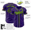 Custom Purple Black Pinstripe Neon Green Authentic Baseball Jersey