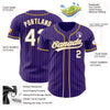 Custom Purple White Pinstripe Old Gold Authentic Baseball Jersey