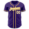 Custom Purple White-Gold Authentic Baseball Jersey