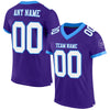 Custom Purple White-Powder Blue Mesh Authentic Football Jersey