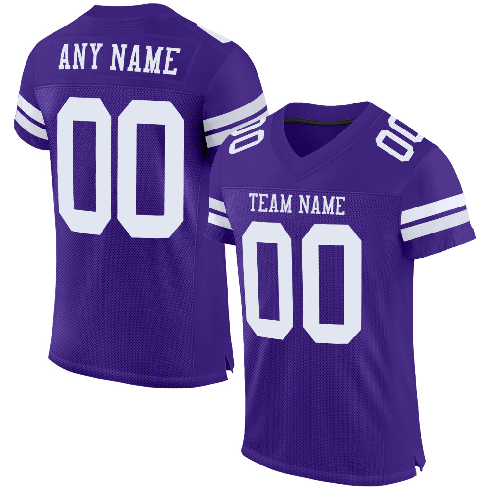 Custom Purple White Mesh Authentic Football Jersey