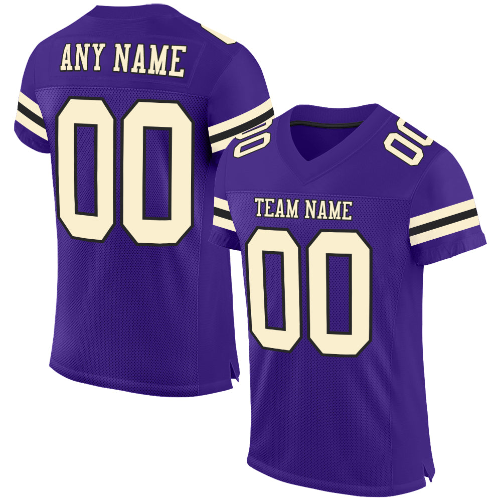 Custom Football Jersey Purple Cream-Black Mesh Authentic Men's Size:XL