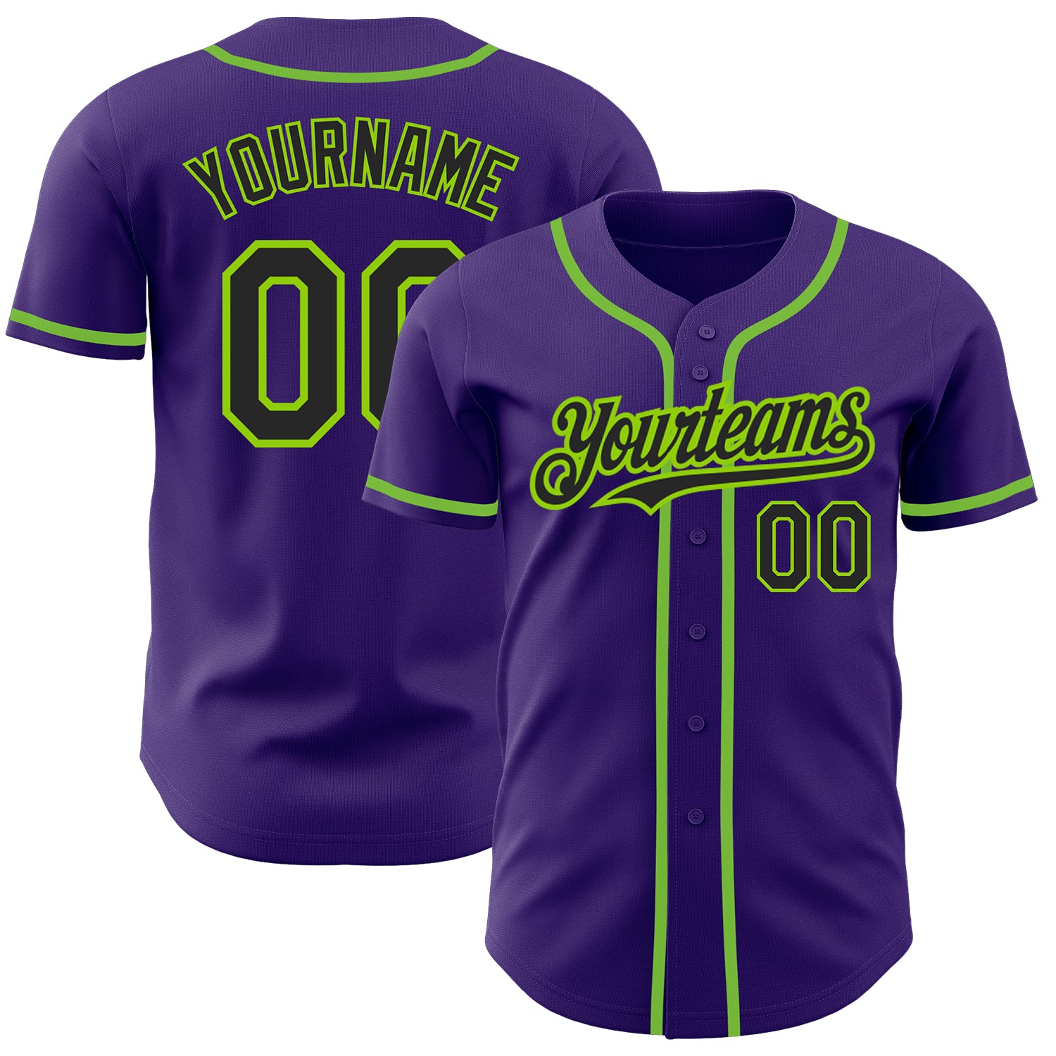 Neon Green Purple Black Custom Baseball Jerseys For Men & Women  JN10332_3433