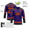 Custom Purple Orange-Black Hockey Lace Neck Jersey